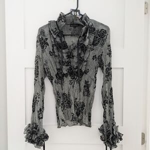 016_Black and Gray Floral Women's Top